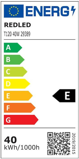 Redled Λάμπα LED 38W για Ντουί E27 και Σχήμα T120 Ψυχρό Λευκό 3300lm