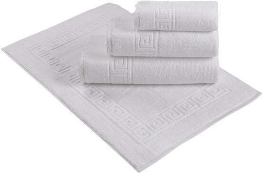 Set 3 Prosoape De Hotel Kotonia Home Cu Margine Grecească 50x70 Cm 100% Bumbac Alb