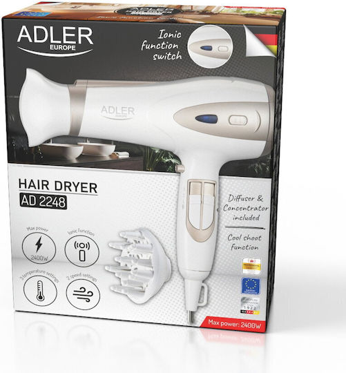 Adler Ionic Hair Dryer with Diffuser 2200W