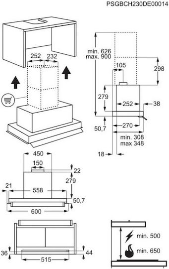 AEG Μηχανισμός Απορρόφησης 60cm Μαύρος