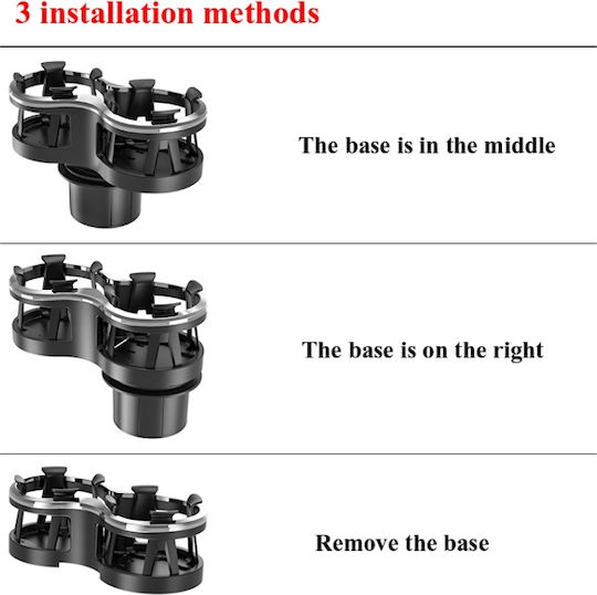 Carman Car Cup Holder 2 Slots for Console 66-100mm in Black Colour