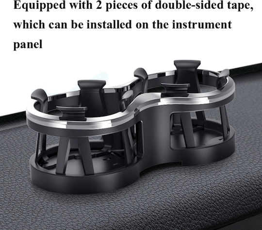 Carman Car Cup Holder 2 Slots for Console 66-100mm in Black Colour