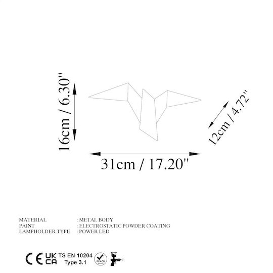 Aithrio Lumină de Perete Auriu 7x3cm