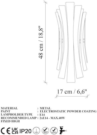 Aithrio Modern Lumină de Perete cu Soclu E14 Auriu 17cm