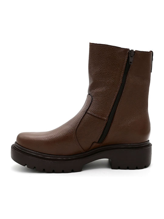 Leder Stiefeletten Damen Braun