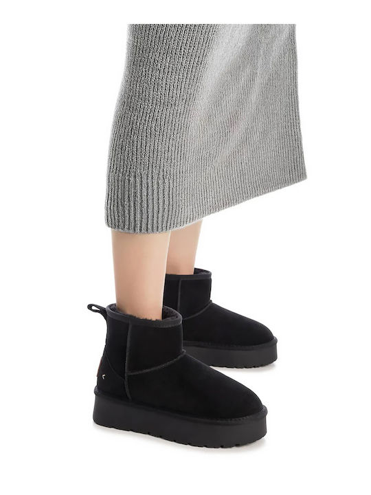 Leder Stiefeletten Damen Schwarz