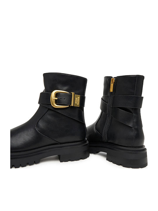 Leder Stiefeletten Damen Schwarz