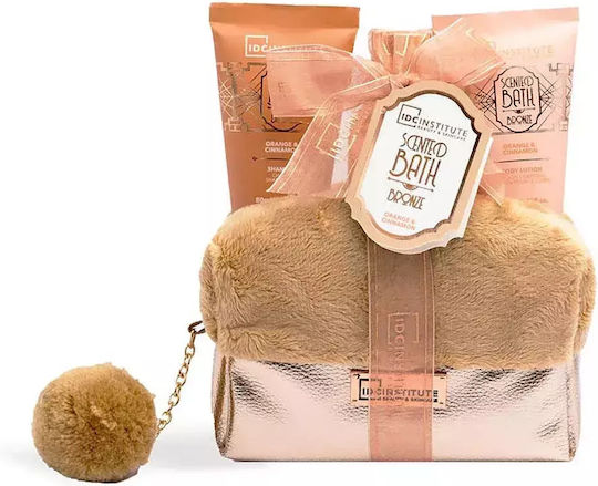 IDC Institute Scented Bath Bronze Orange & Cinnamon Skin Care Set for Body Cleaning 4pcs