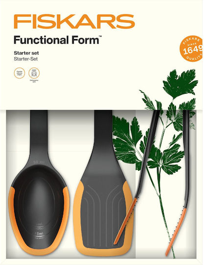 Fiskars Σετ Εργαλείων Μαγειρικής από Σιλικόνη Μαύρο