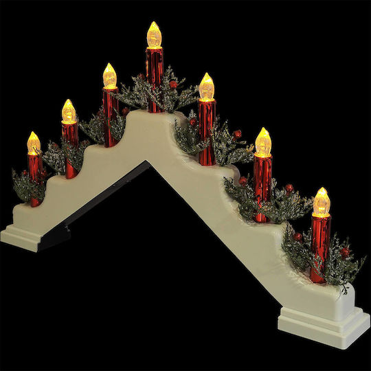 Suport Pentru Lumânări De Crăciun Holly 7 Lumânări Led 50*30cm