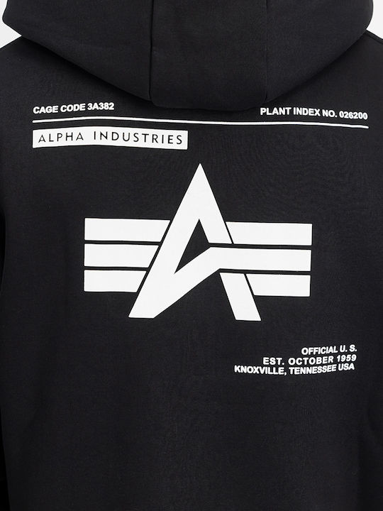 Label Φούτερ με Κουκούλα Μαύρο