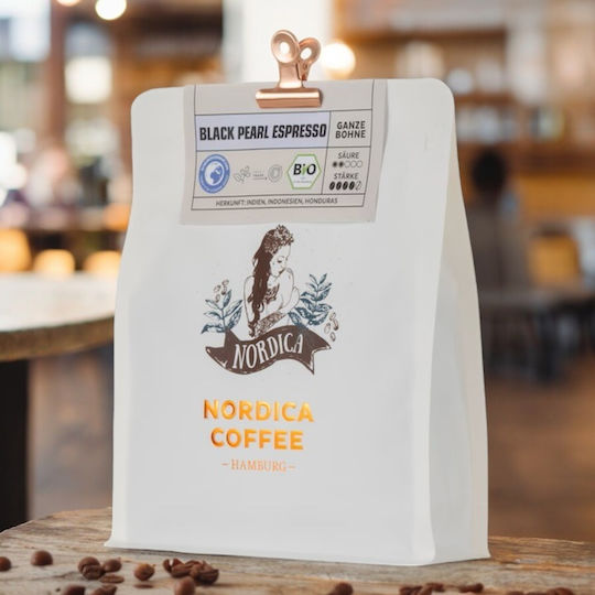 Nordica Coffee Καφές Espresso India Black Pearl Caramel σε Κόκκους 250gr