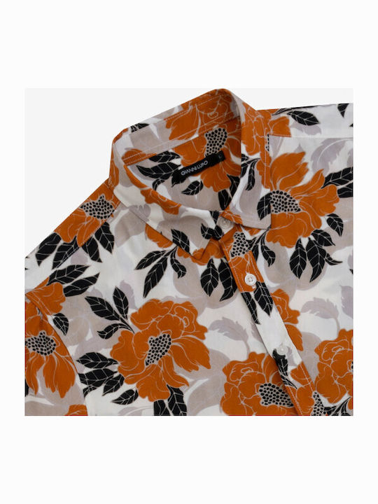 Short Sleeve Floral Shirt Camel