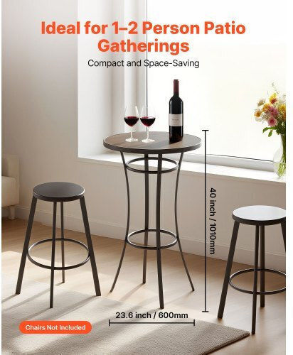 Outdoor Bar Free Standing Metal Table Black 60x60x101cm