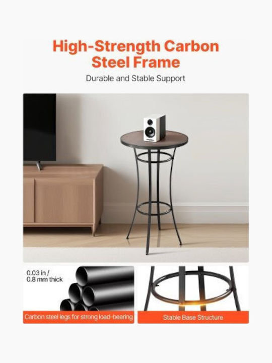 Outdoor Bar Free Standing Metal Table Black 60x60x101cm