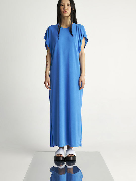 Summer Maxi Dress Black Sky Blue