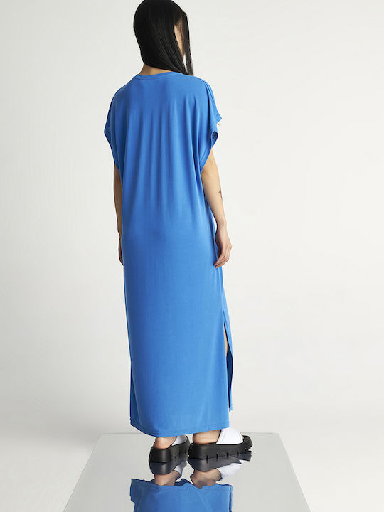 Summer Maxi Dress Black Sky Blue