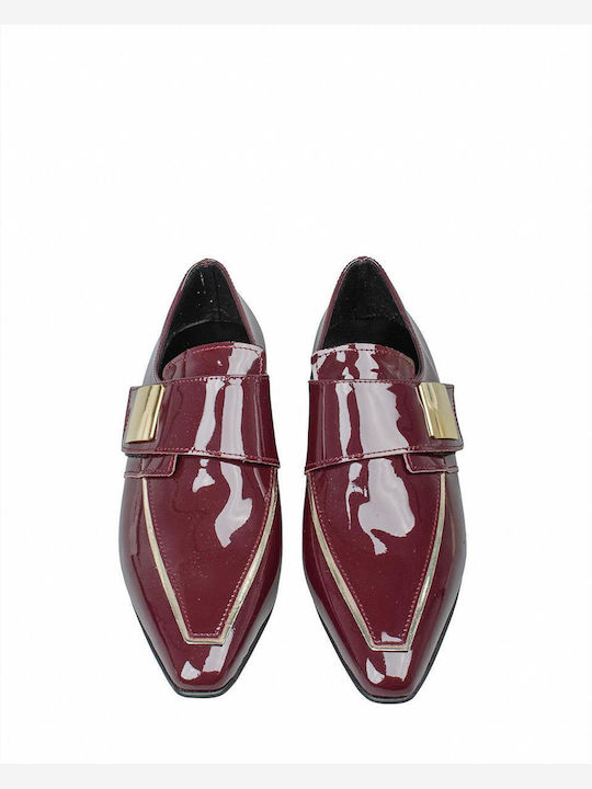 Δερμάτινα Γυναικεία Loafers σε Μπορντό Χρώμα