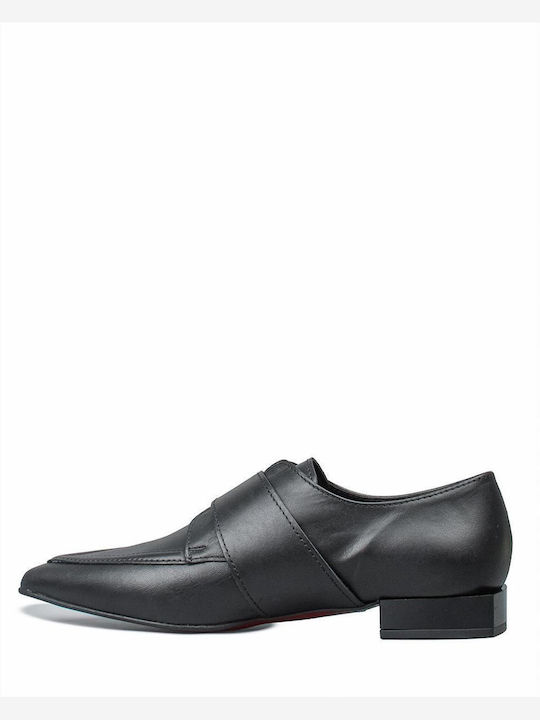 Leather Women's Loafers in Black Color