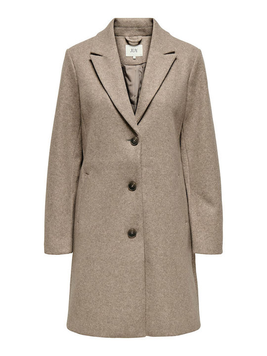 Women's Beige Coat with Buttons