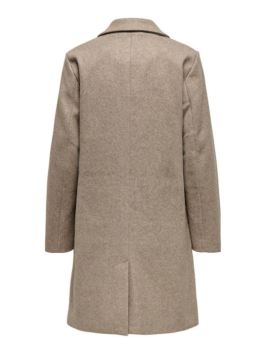 Women's Beige Coat with Buttons
