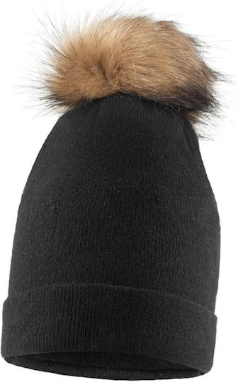 Beanie Unisex Fleece Σκούφος Πλεκτός σε Μαύρο χρώμα