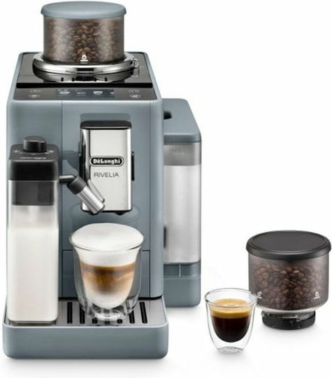 De'Longhi Rivelia Αυτόματη Μηχανή Espresso 1450W Πίεσης 19bar για Cappuccino με Μύλο Άλεσης Γκρι EXAM440.55.G
