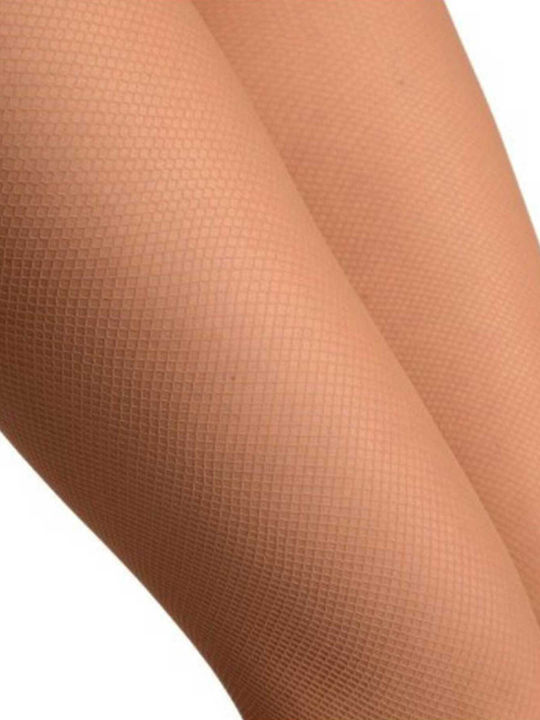 Nuit Διχτυωτό Γυναικείο Καλσόν Beige με Print