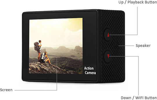 H9 Action Camera 4K Ultra HD Underwater (with Case) with Screen 2" and Wi-Fi Yellow