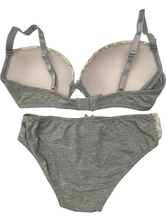 Jadea Lace Underwear Set with Bra & Slip grey
