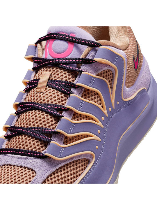 KD18 Low Basketball Shoes Washed Purple Fire Pink Lilac Hemp Cave Purple Pearl White