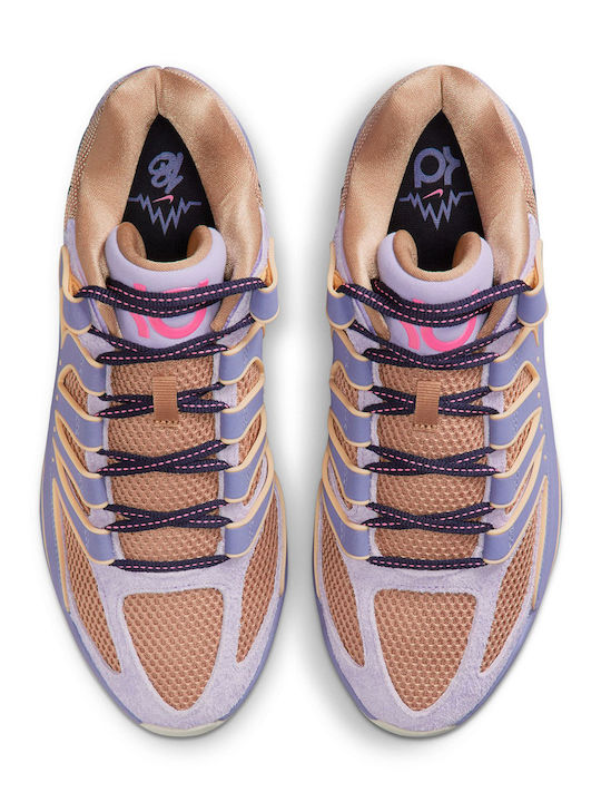 KD18 Low Basketball Shoes Washed Purple Fire Pink Lilac Hemp Cave Purple Pearl White