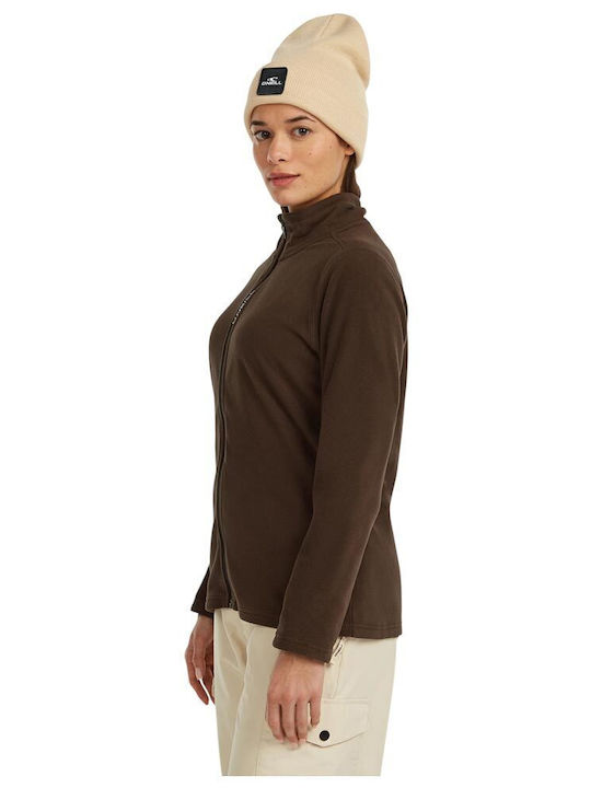 Fleece Γυναικεία Ζακέτα σε Καφέ Χρώμα