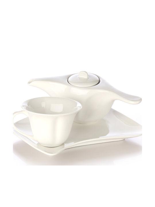 Madras Tea Set with Cup Porcelain White 250ml 3pcs