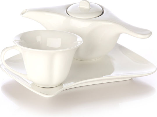 Madras Tea Set with Cup Porcelain White 250ml 3pcs