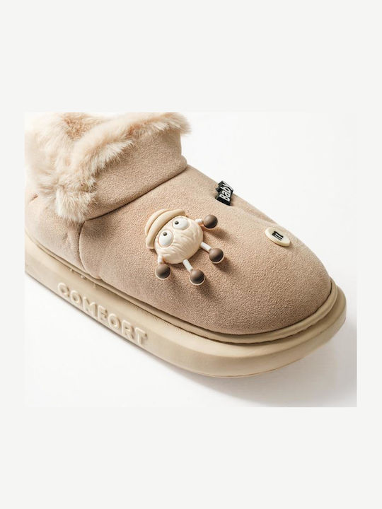 Geschlossene Damen Hausschuhe Beige