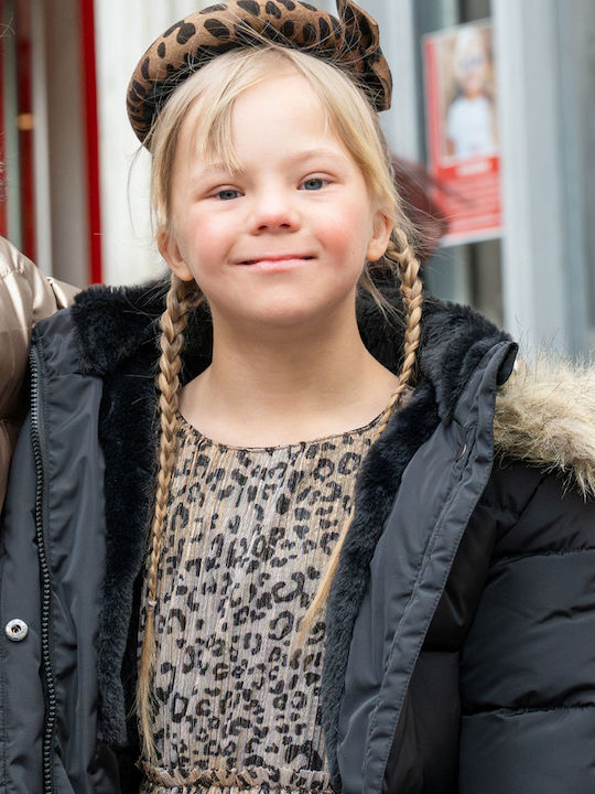 Kids Quilted Short Coat with Lining and Hood Black