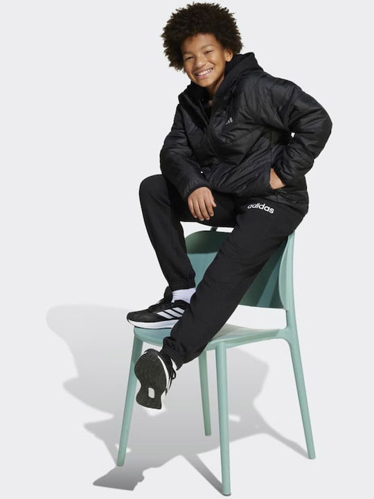 Kids' Sports Jacket with Hood Black Padded