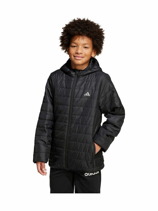 Kids' Sports Jacket with Hood Black Padded