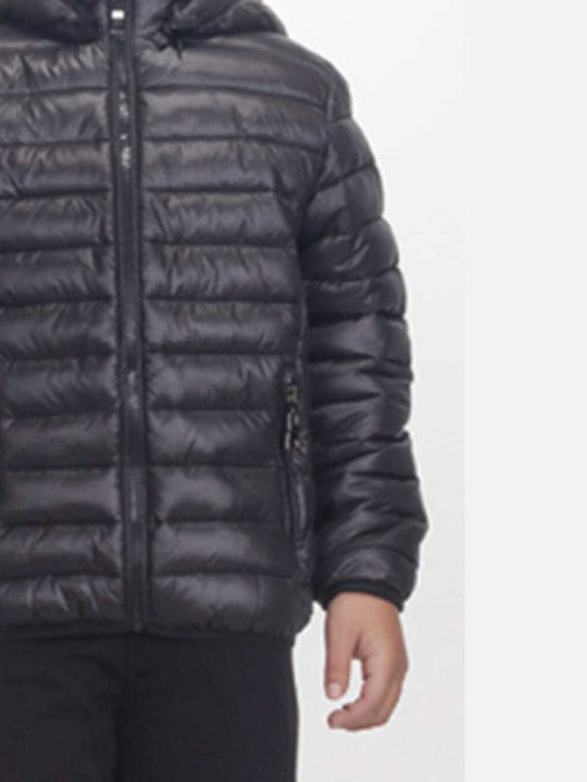 Kinder Steppjacke mit Kapuze Black