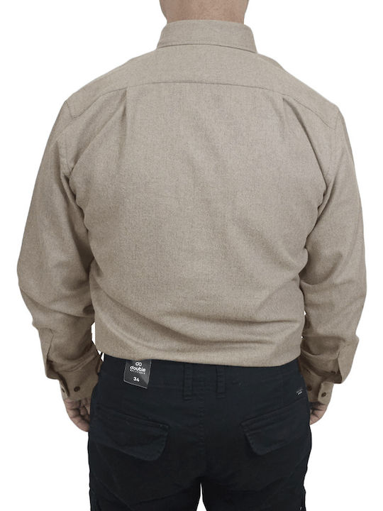 Langärmlig Flanell Hemd Beige