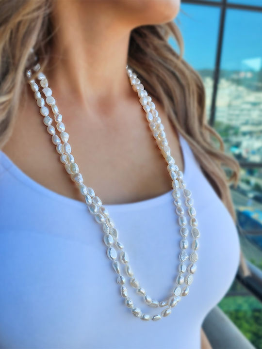 Κολιέ Λευκά Μαργαριτάρια Fresh Water Pearl S123469