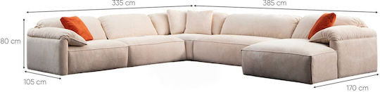Flamingo Corner 1 Corner Couch Cream 335x385x80 cm