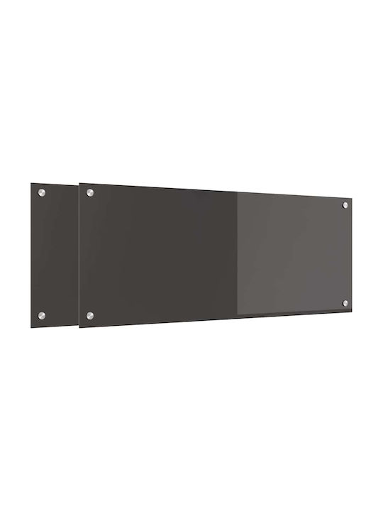 vidaXL Rectangular Glass Back Dark Gray 100x40cm 3415467 2 Pieces