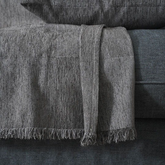 Gofis Home Zephyr Armchair Throw Chenille 146x180cm Ink Grey 146/15