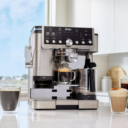Ninja Luxe Cafe Pro Series Αυτόματη Μηχανή Espresso 1650W Πίεσης 15bar για Cappuccino με Μύλο Άλεσης Καφέ