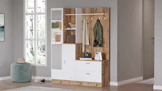 Mobilier de Intrare cu Dulap pentru Pantofi Pine-white 140x36.8x181.8cm