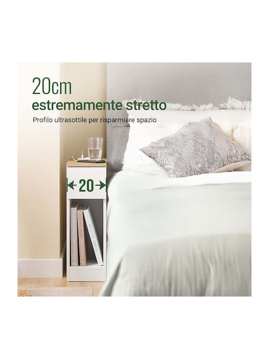 Wooden Bedside Table White 20x35x60cm