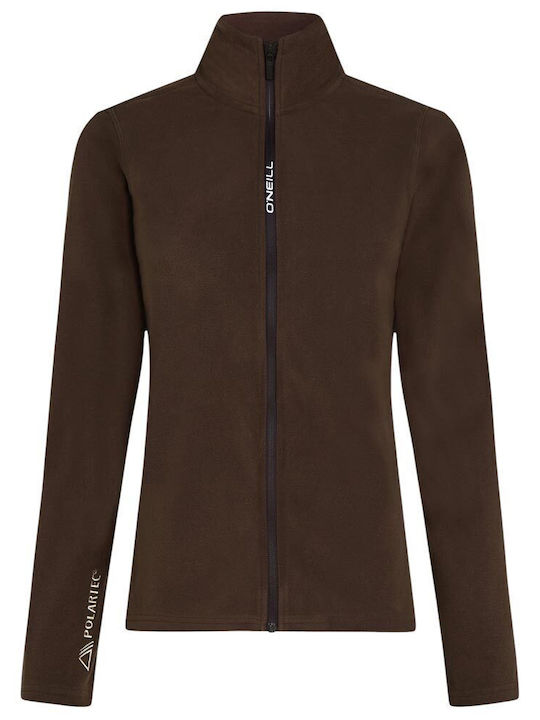 Fleece Γυναικεία Ζακέτα σε Καφέ Χρώμα
