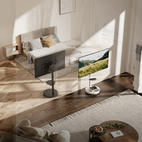 Gembird TVS-86TR-01-W Βάση Τηλεόρασης Δαπέδου έως 86" και 50kg Λευκό